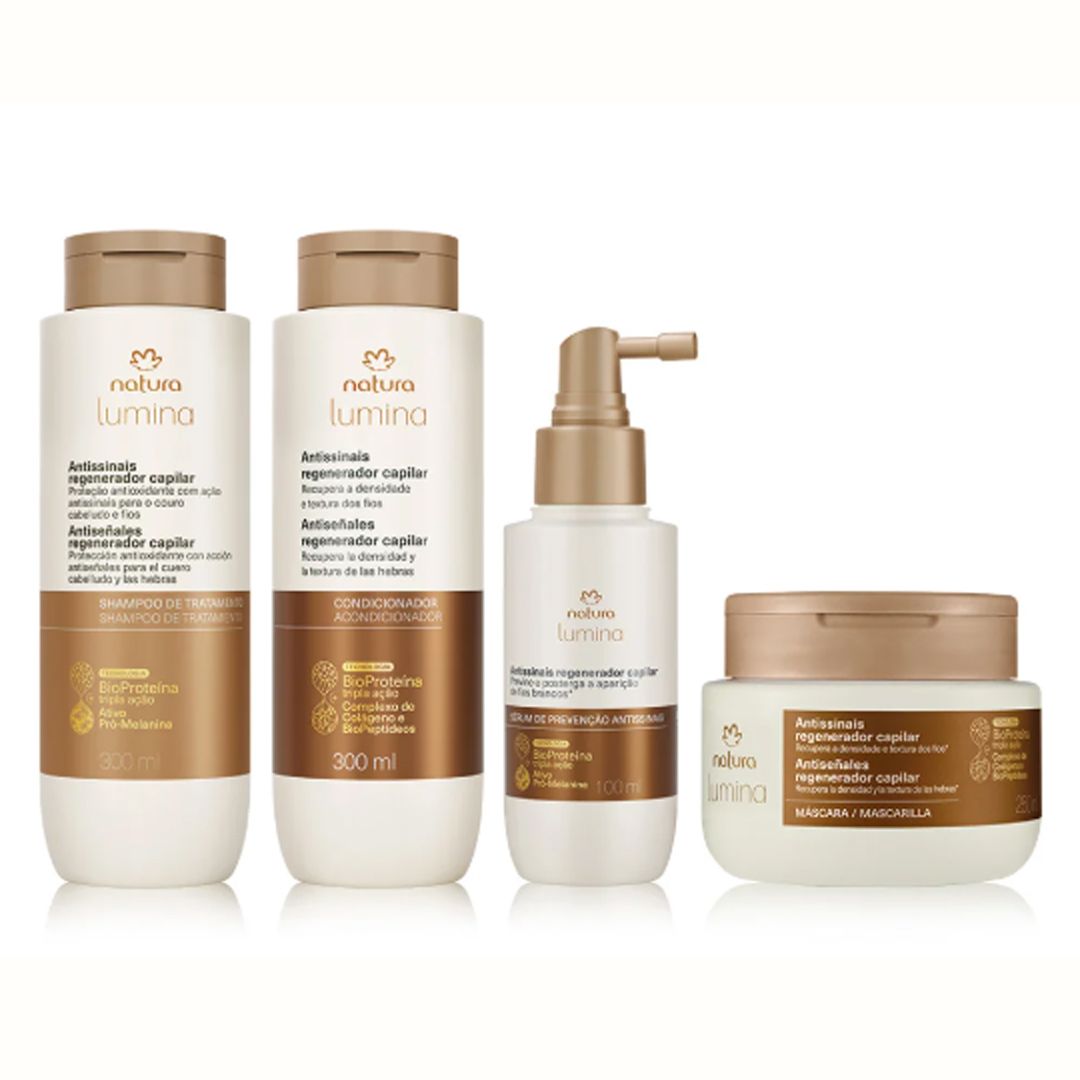 KIT SHAMPOO, ACONDICIONADOR, MÁSCARA Y SÉRUM LUMINA ANTISEÑALES REGENERADOR CAPILAR