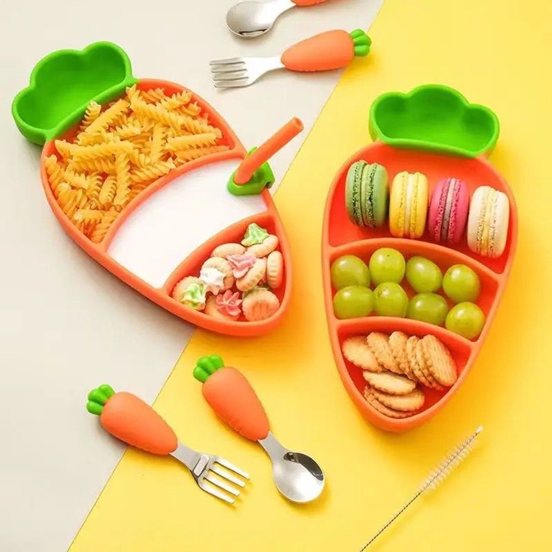 Set plato zanahoria silicona