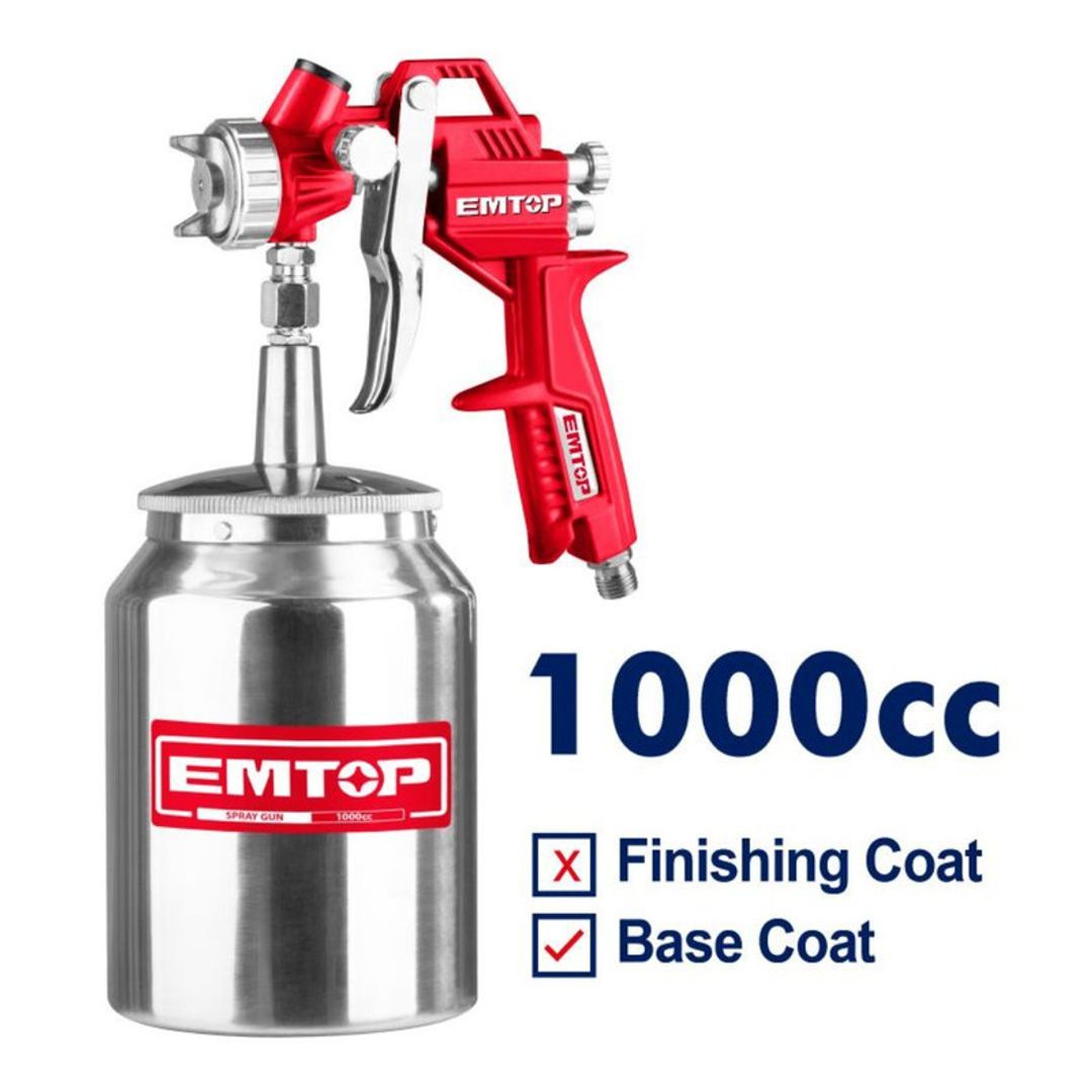 EMTOP PISTOLA PARA PINTAR 1.5MM CAP 1.000CC VASO INCLUYE ACOPLES SUPER EMTOP