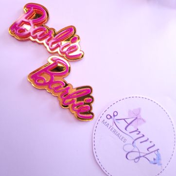 Acrílico 5x2.8cm Barbie Dorado y fucsia  - imagen 3