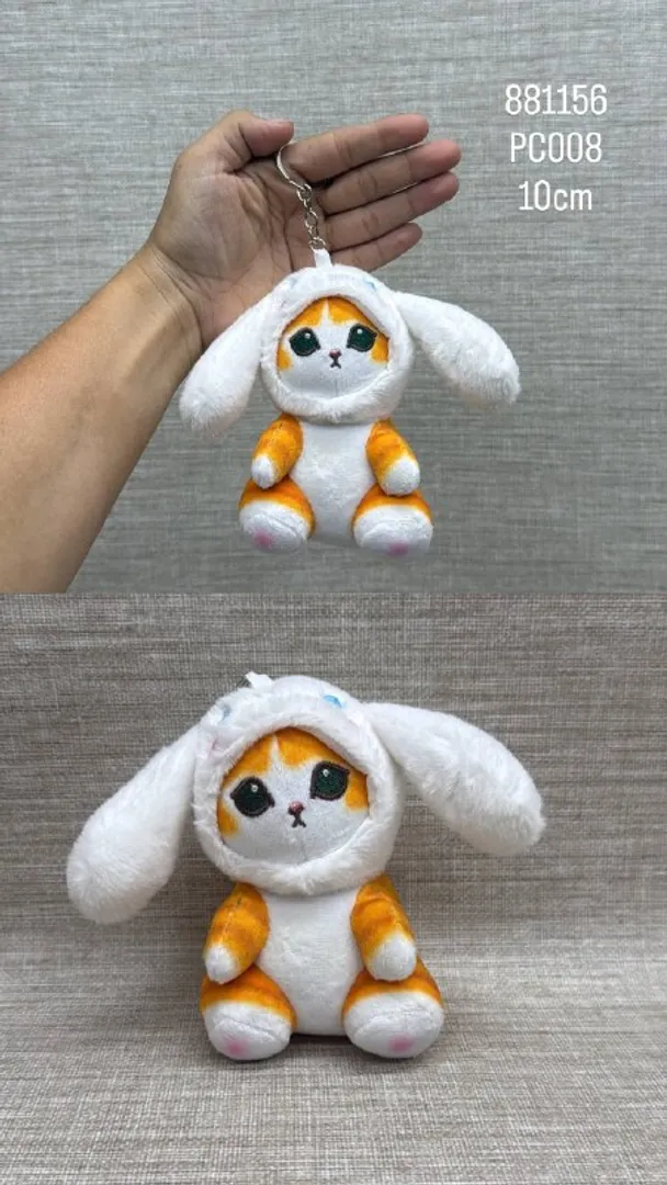 LLAVERO DE GATITO CON DISFRAZ DE CINNAMON ROLL10 CM