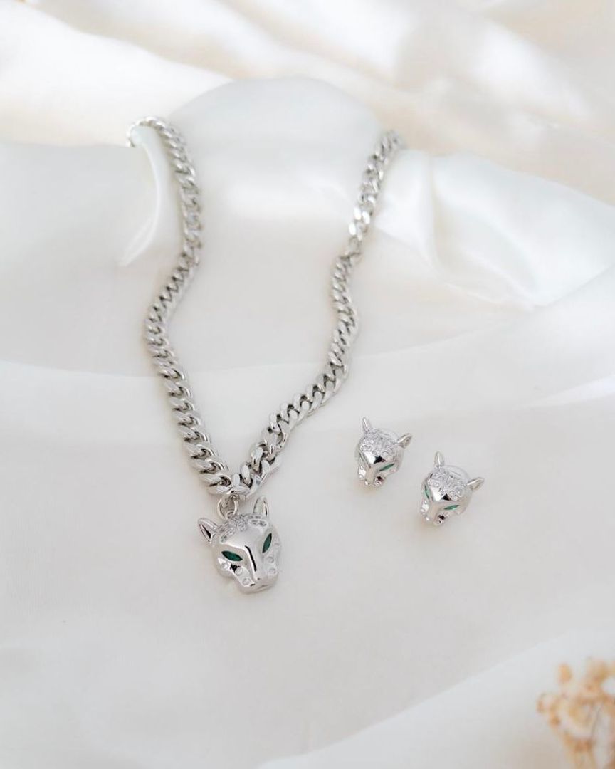 SET CADENA LEOPARD SILVER - ITIEL