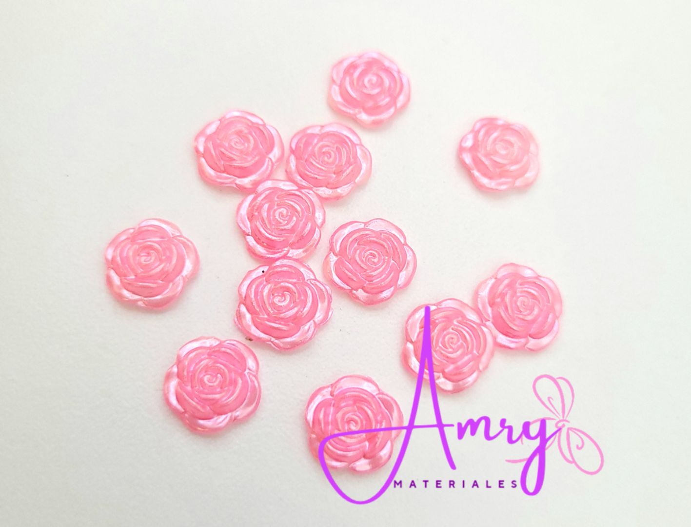 12 Mini Rosas 9mm Rosadas 