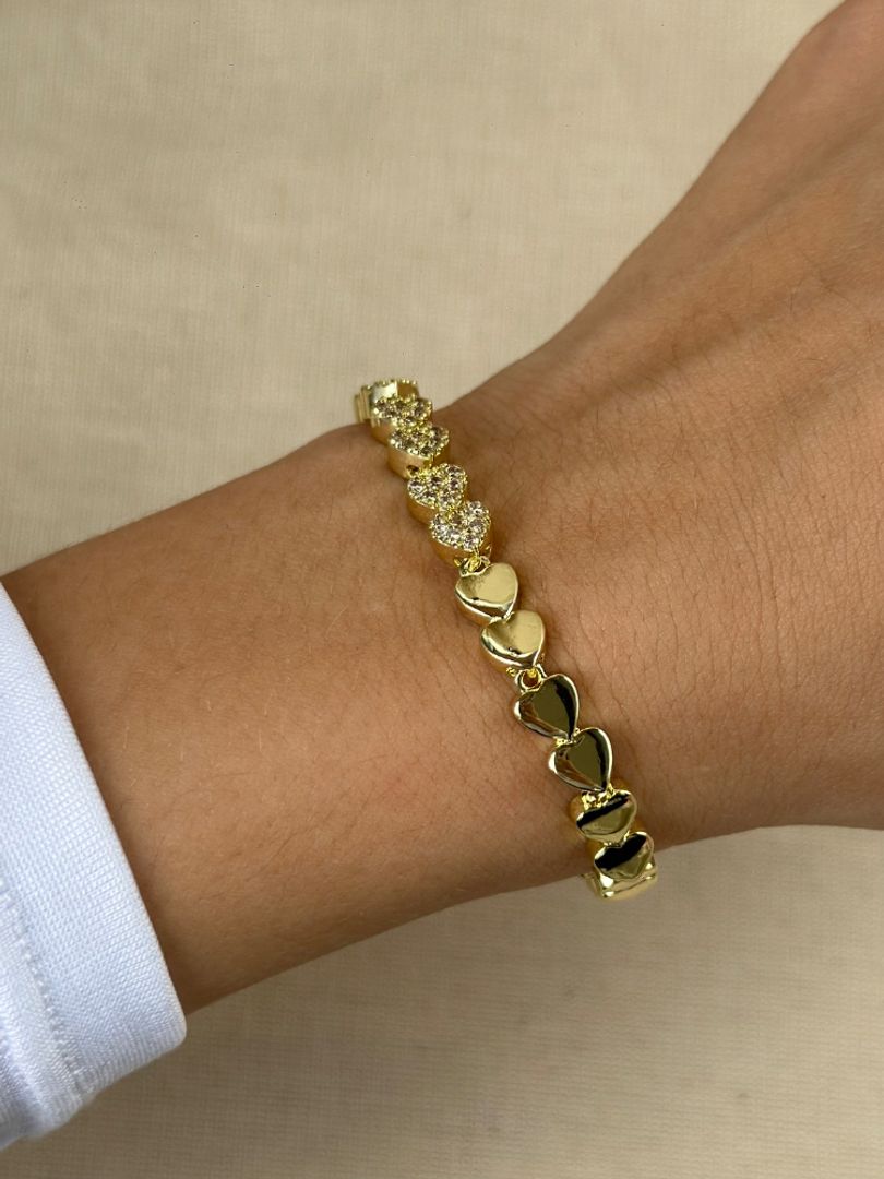 Pulsera corazones circonias 