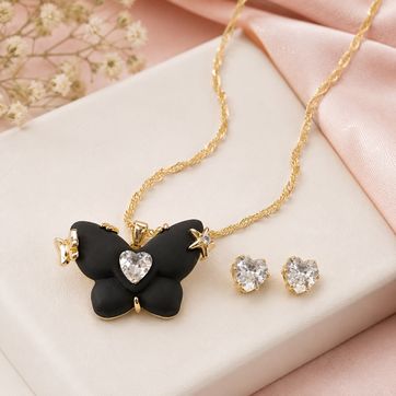 Imagen del producto Collar Rodio Dije Acrilico Gomita Mariposa Negra