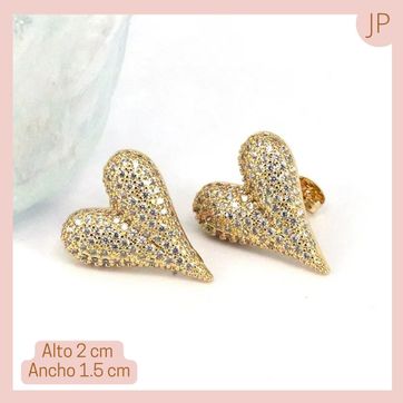 Topo Corazón Chunky micro circonado Dorado - imagen 3