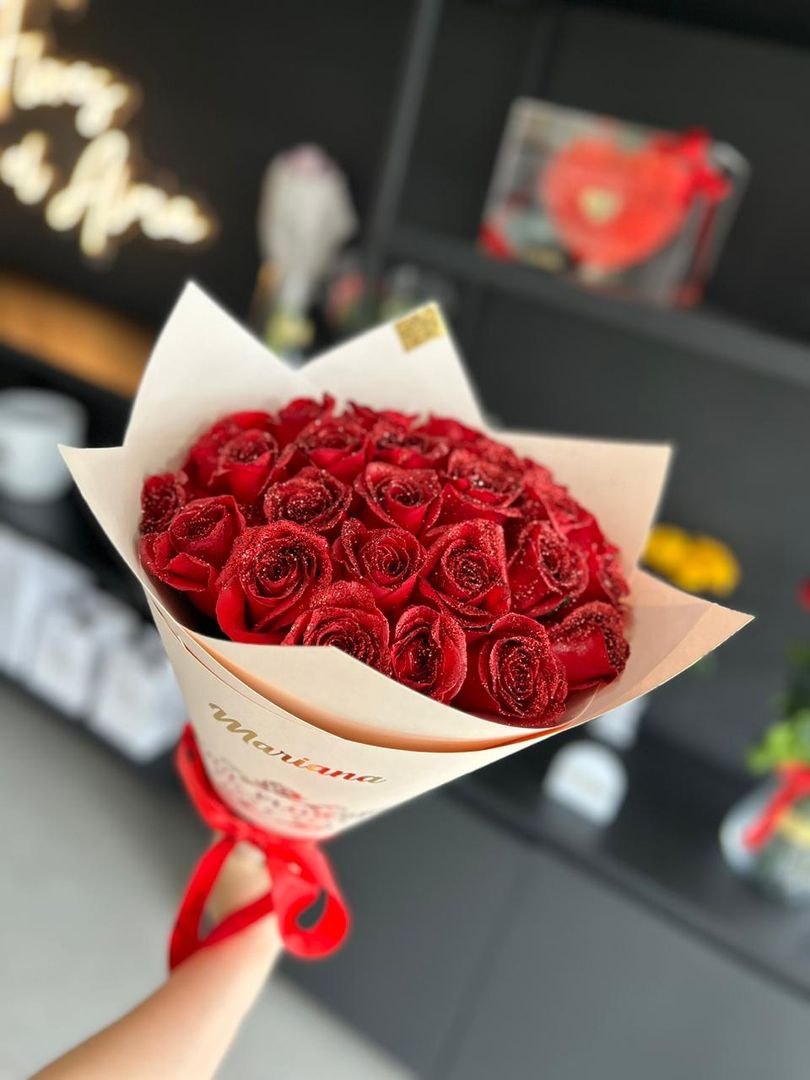 BUCHON POR 25 ROSAS GLITTER