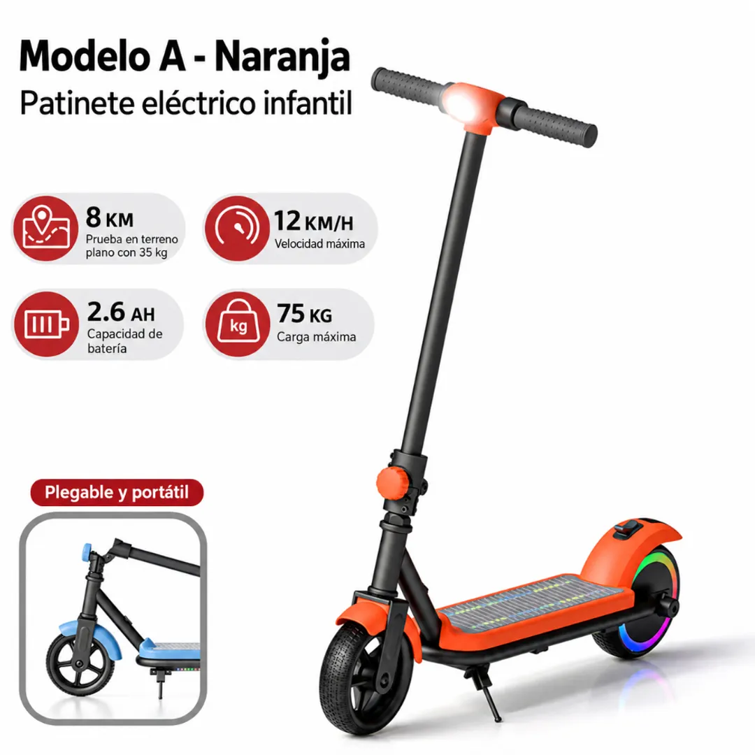 PATINETA MONOPATIN ELECTRICA CON BLUETOOTH Y LUZ PARA NIÑOS