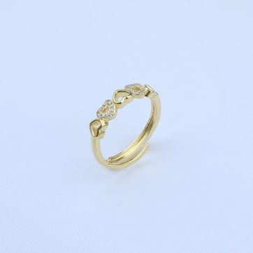 Imagen del producto ANILLO AJUTABLE CORAZONES LISOS MICROZIRCONES  5858 