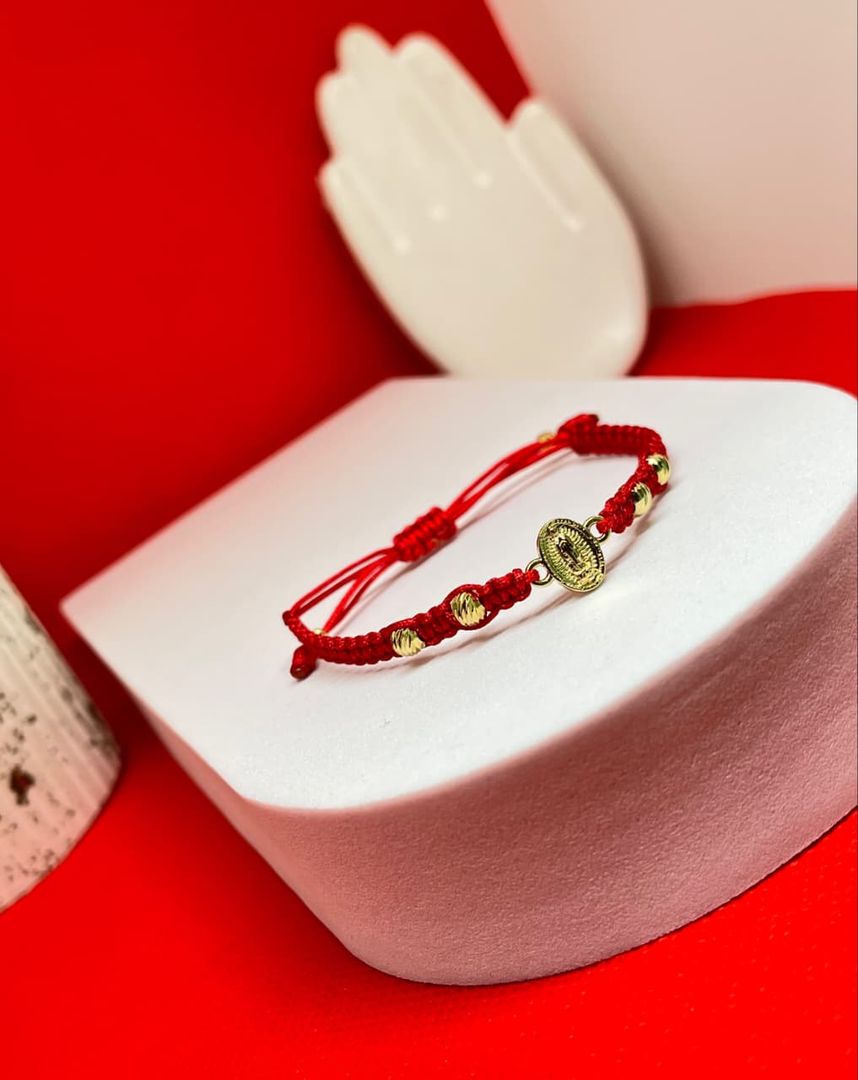 Pulsera tejida virgen guadalupe balin 4mm italy
