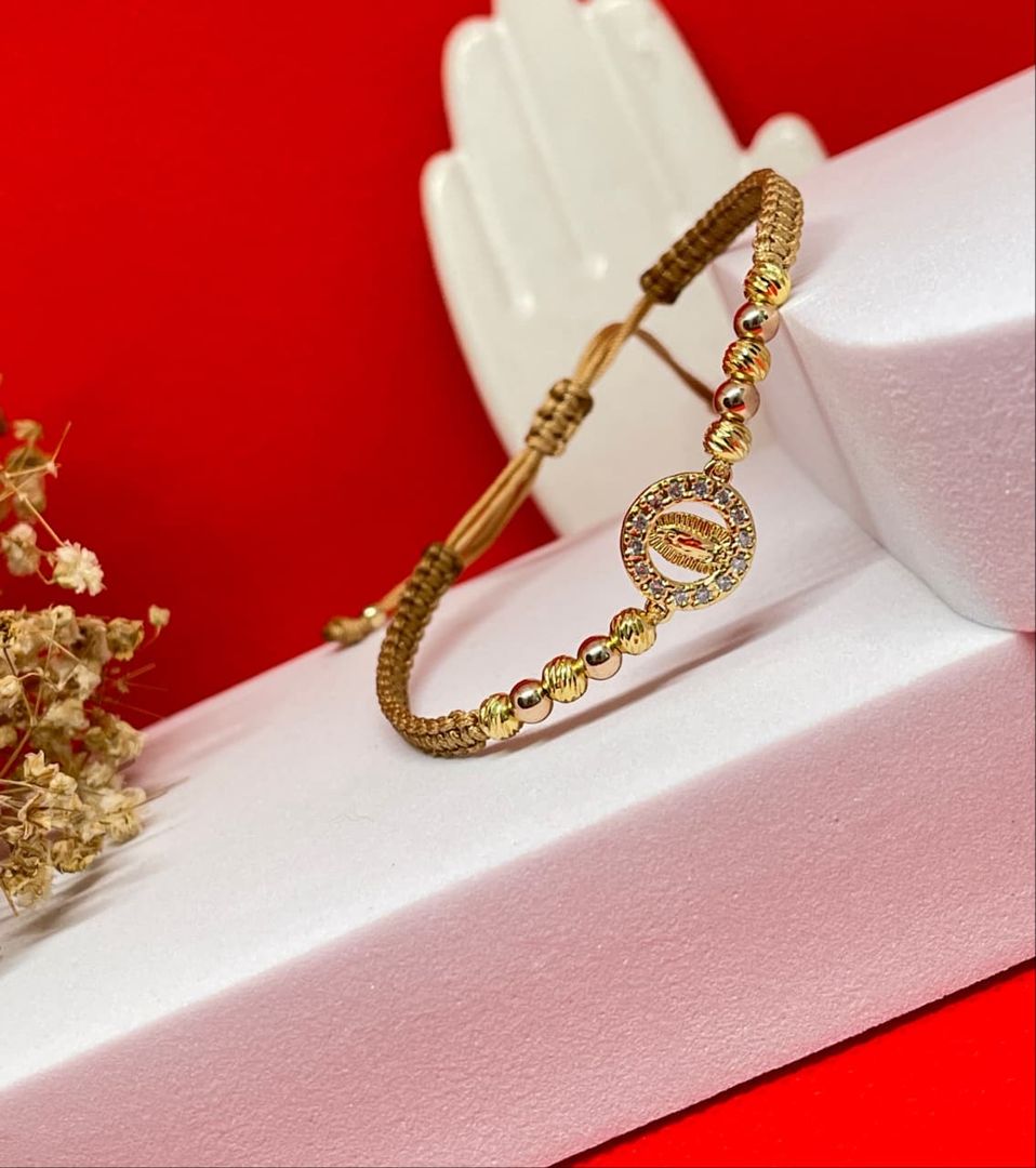 Pulsera virgen guadalupe circonias balin 4mm liso e italy