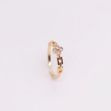 ANILLO FLOR CIRCÓN AJUSTABLE RODINADO - imagen 1