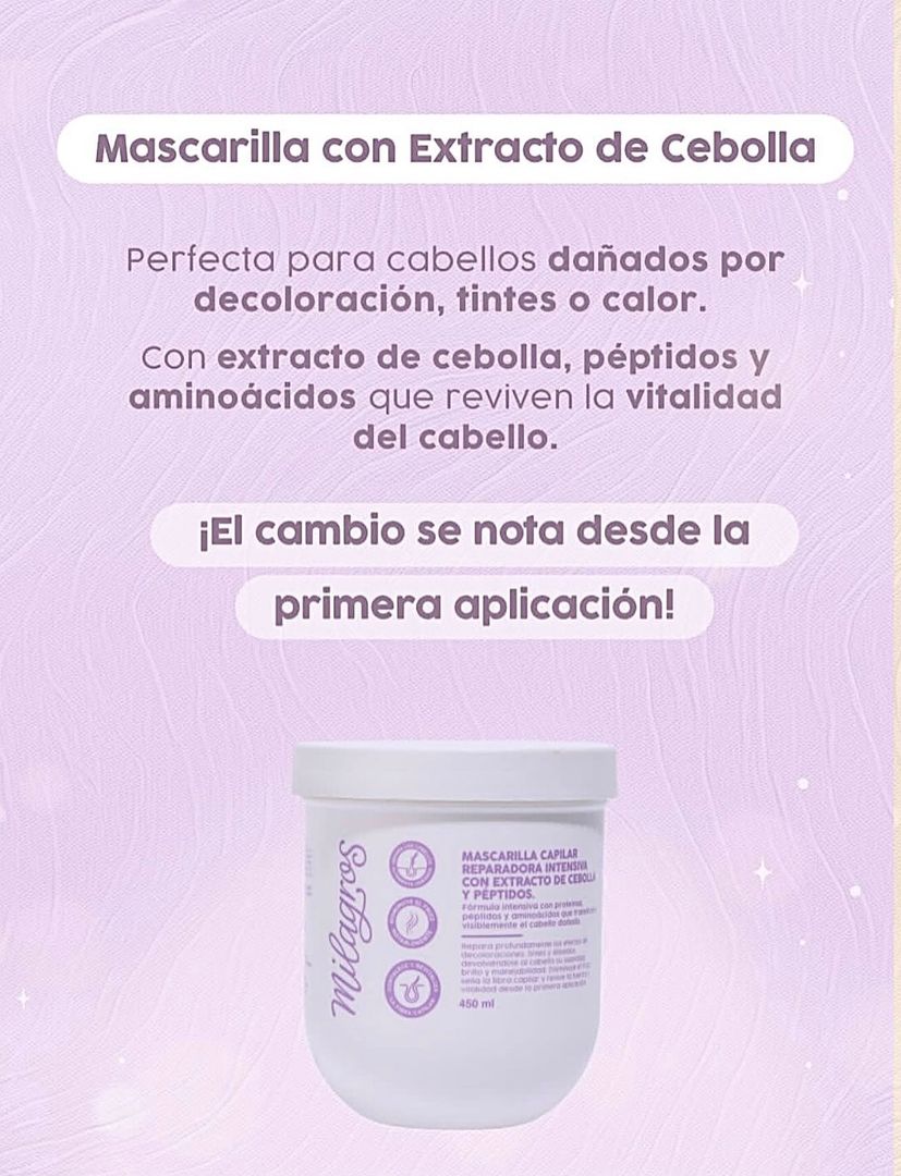 Mascarilla con extractos de cebolla y peptidos 