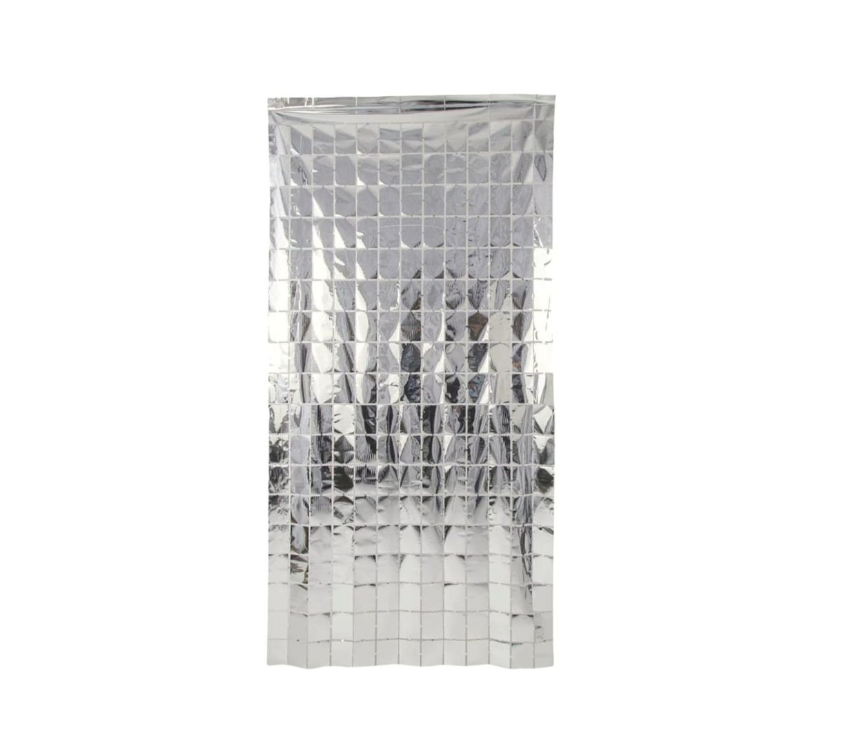 Cortina de cuadros plateada 