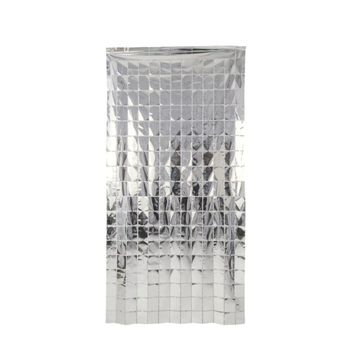 Imagen del producto Cortina de cuadros plateada 