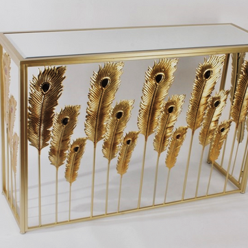 Imagen del producto Mesa de metal dorada con espejo.