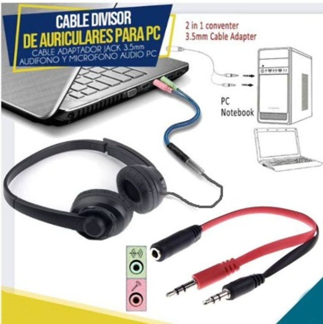 Cable adaptador micrófono y audio a Jack 3.5mm