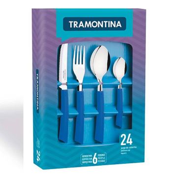 Imagen del producto JUEGO CUBIERTOS 24P BRISA AZUL TRAMONTINA EN CAJA