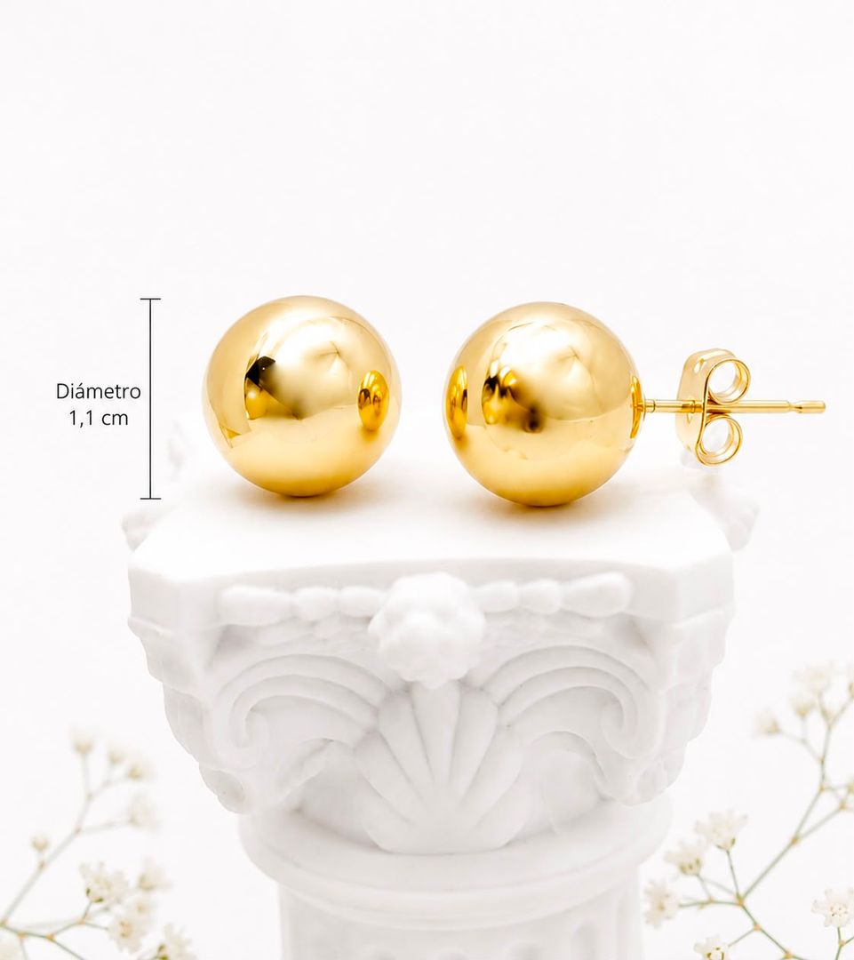 Aretes Balin Dorados 12 mm