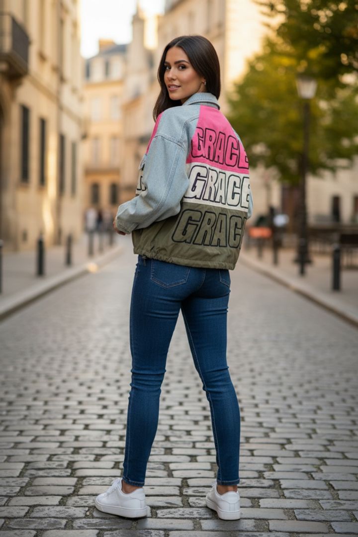 CHAQUETA GRECIA DENIM PINK
