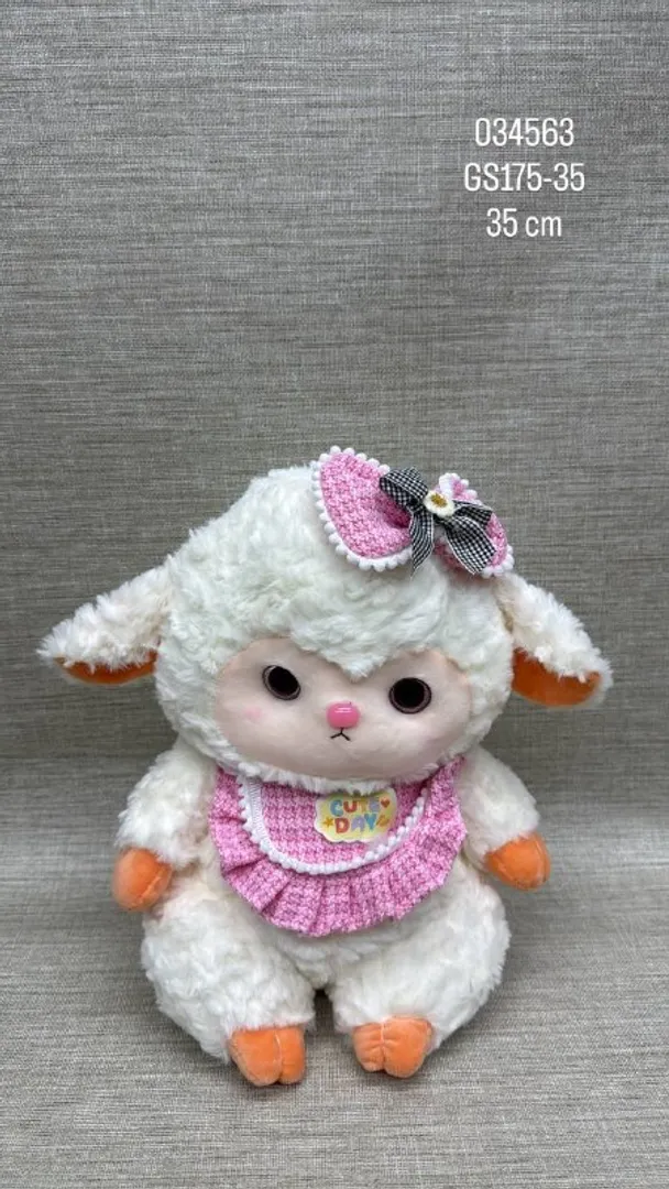 OVEJA CON MOÑO ROSA DE 35 CM