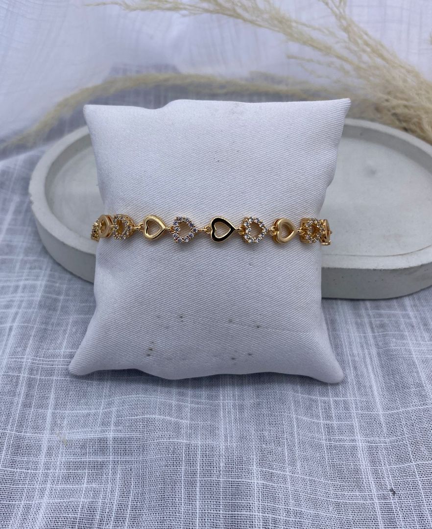 Pulsera corazones, oro rosa, covergold 