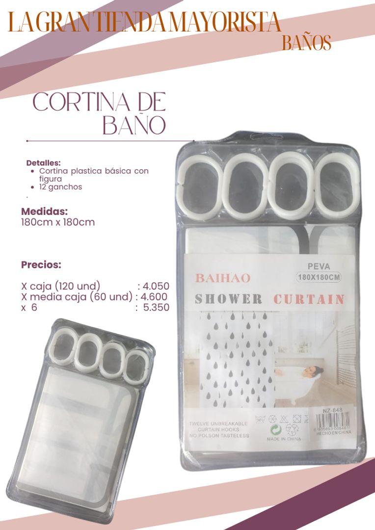 Cortina de Baño x6