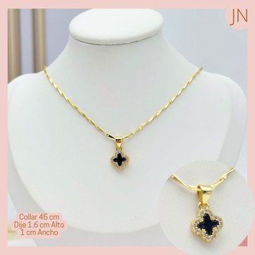 Imagen del producto  Collar Rodio Trébol Negro