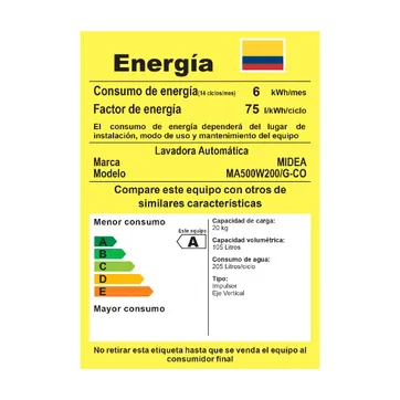 LAV MIDEA AUT 20KG - 44 LBS VORTEX WASH - imagen 5