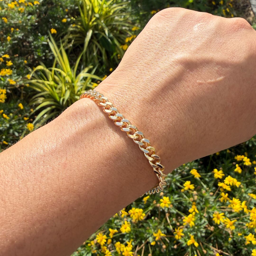 Pulsera tejido Cubano Dorada