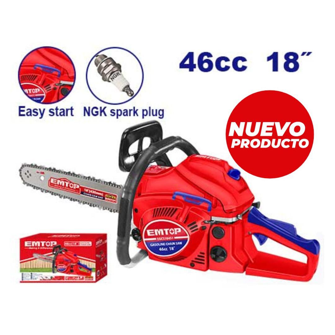 EMTOP MOTOSIERRA 18" 46cc GASOLINA ARRANQUE FACIL SUPER EMTOP