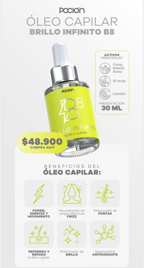 Óleo capilar brillo infinito v8