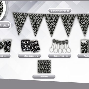 Imagen del producto DECORACIÓN ESTRELLA PLATEADA FONDO NEGRO 