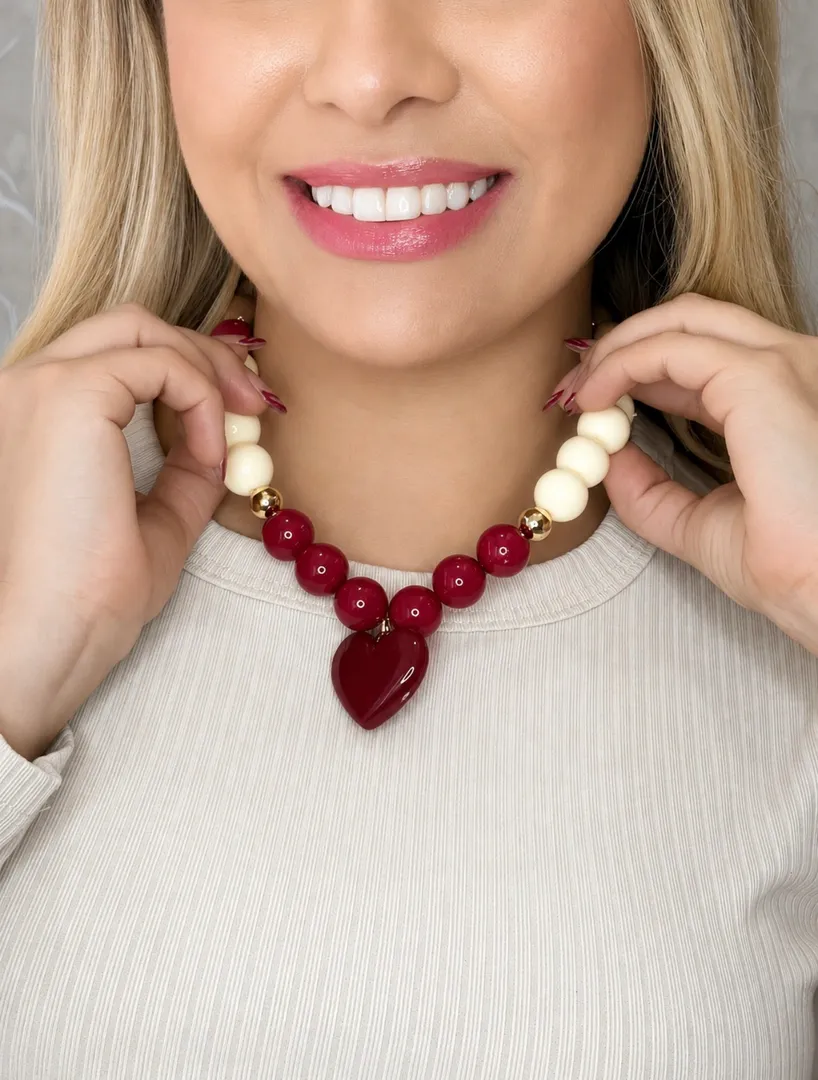 Collar abaco combinado Vinotinto 