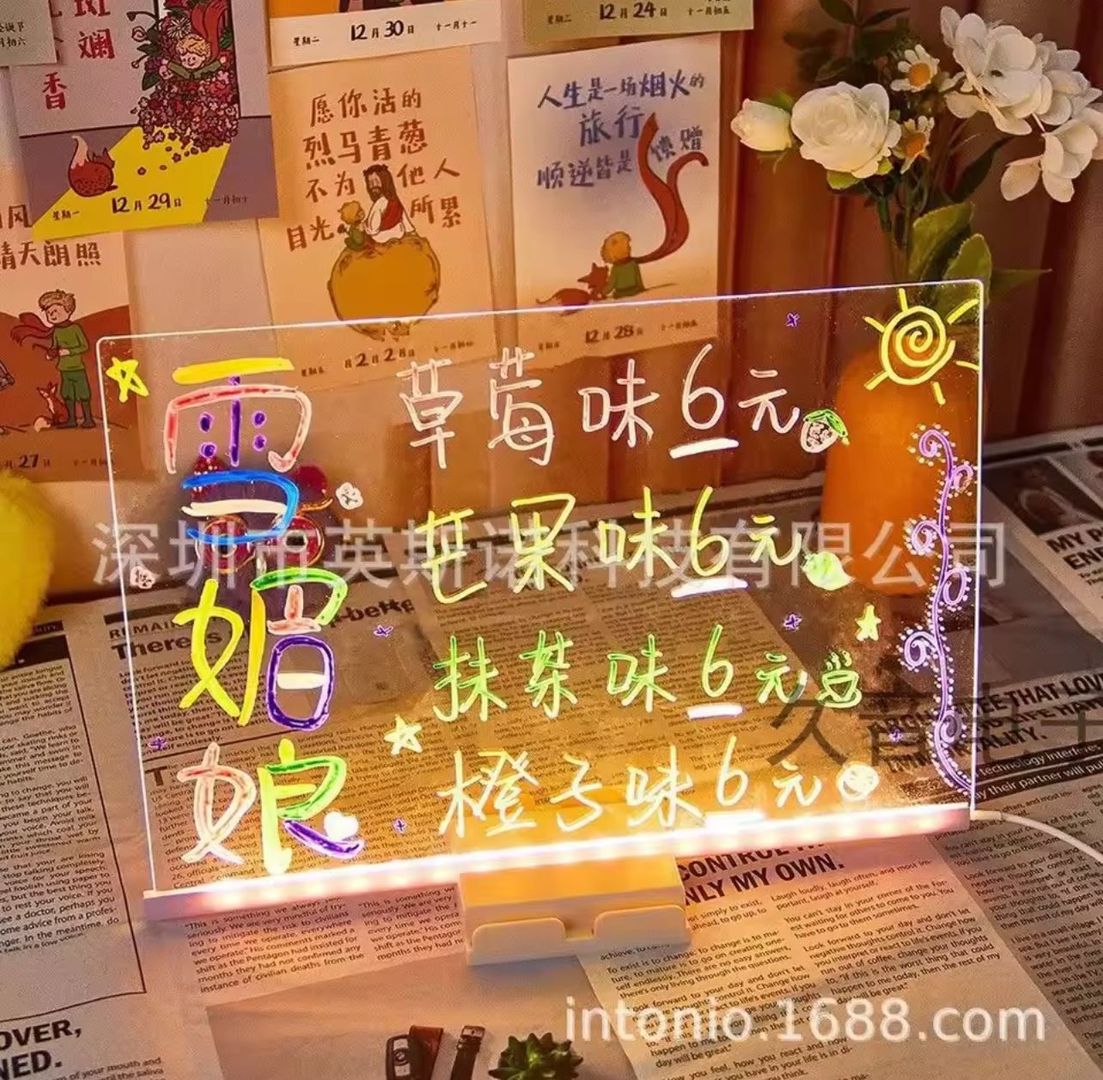 Tablero en  acrílico con luz LED