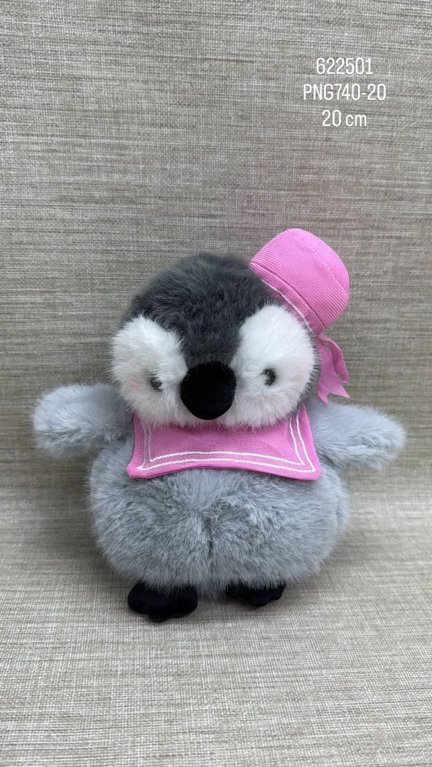 PINGUINO CON ACCESORIOS ROSAS 20 CM