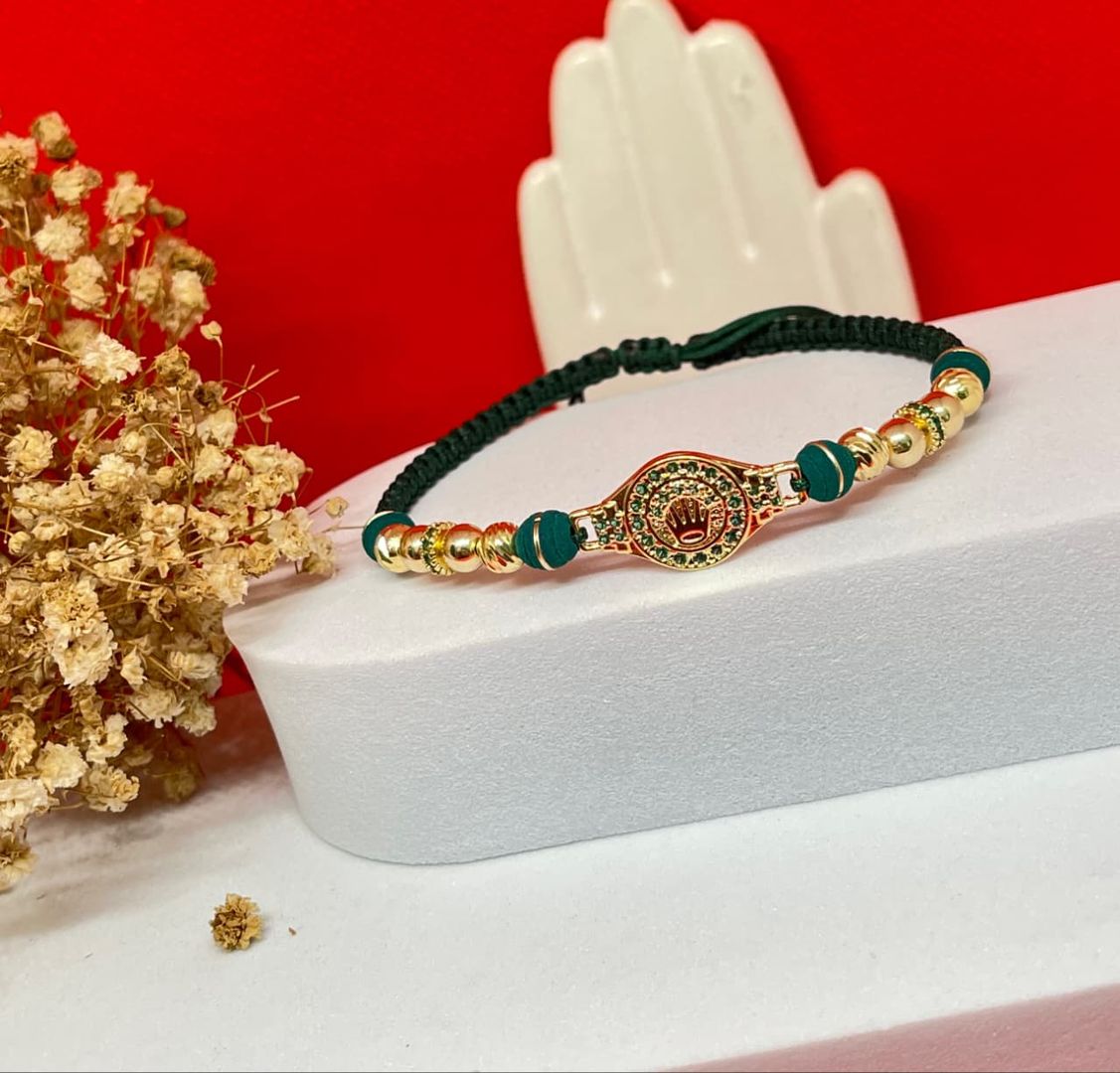 Pulsera rolexx balin 5mm liso e italy, rondel 5mm verde