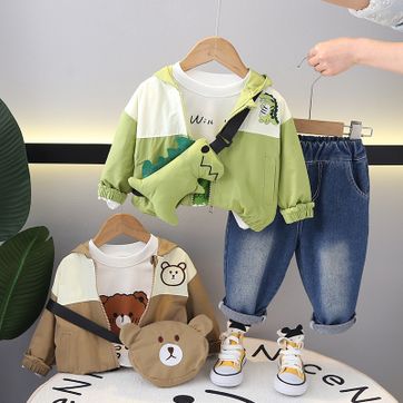 Set x3 Chaqueta Bolsa Oso Jean Oso / Dinosaurio - imagen 1