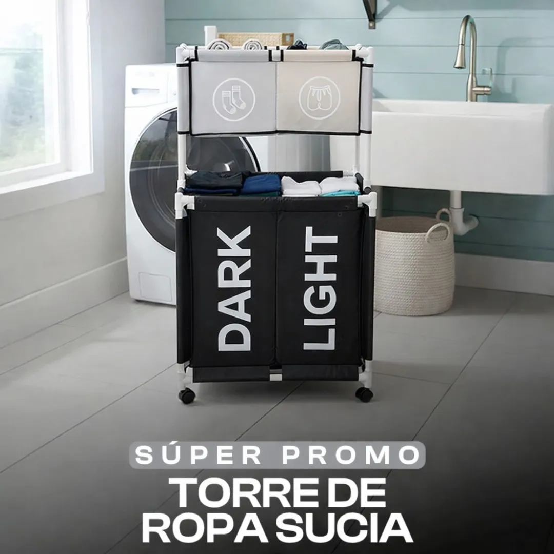 CESTO GRANDE TORRE PARA ROPA SUCIA 