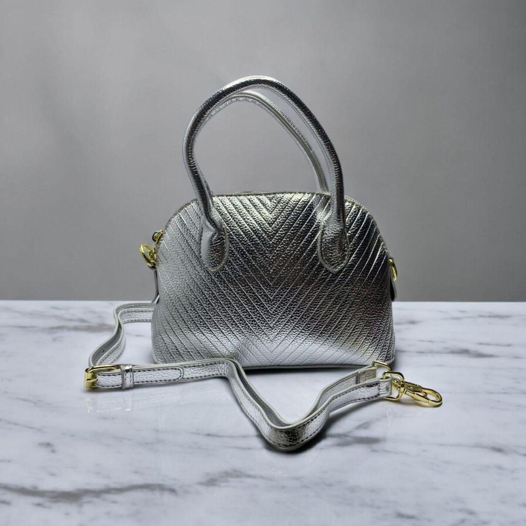 Bolso plateado metálico y verde metálico 