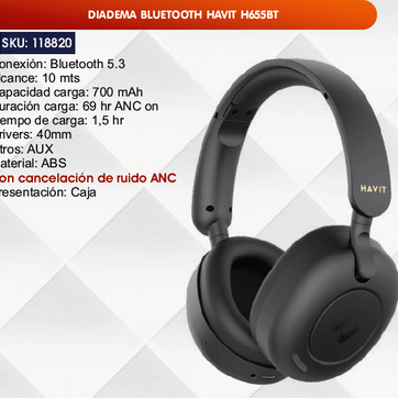 Imagen del producto DIADEMA BLUETOOTH HAVIT H655BT