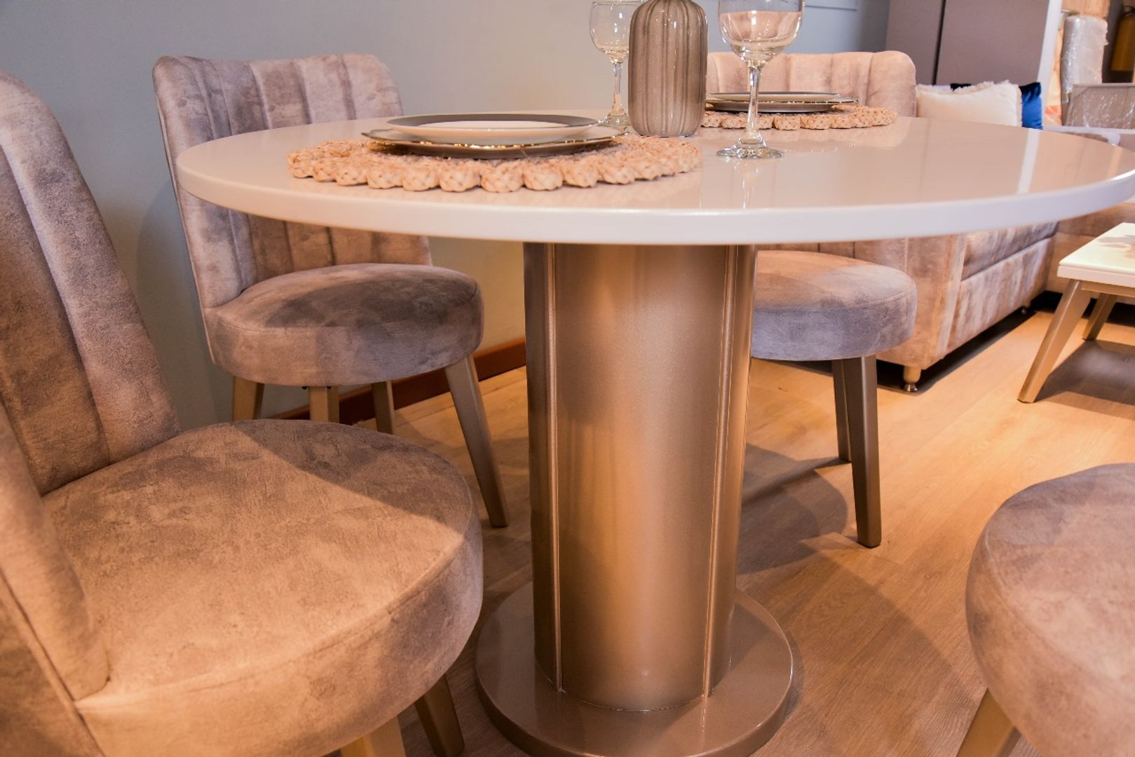 CDOR AQUA X4 BASE CIRCULAR CHAMPAÑA TAPIZ PLATA