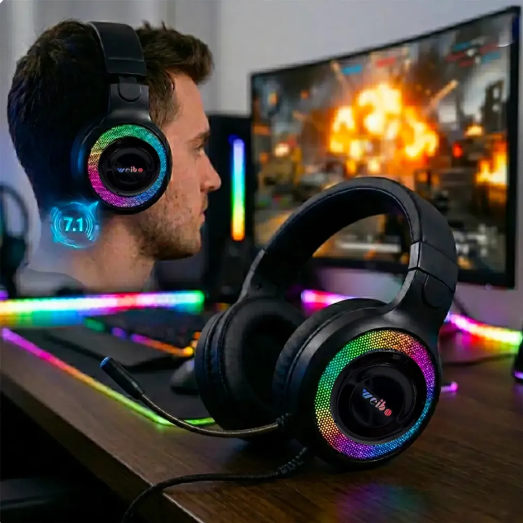 AUDIFONOS DIADEMA GAMER WEIBO G50 RGB HEADSET