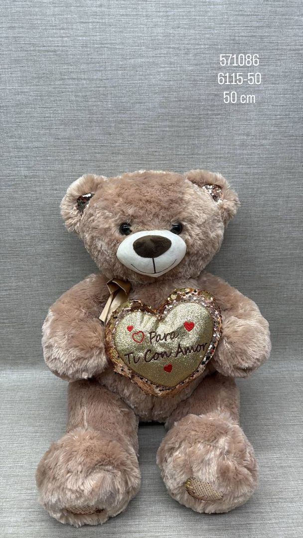 OSO BEIGE CON LENTEJUELAS 50 CM