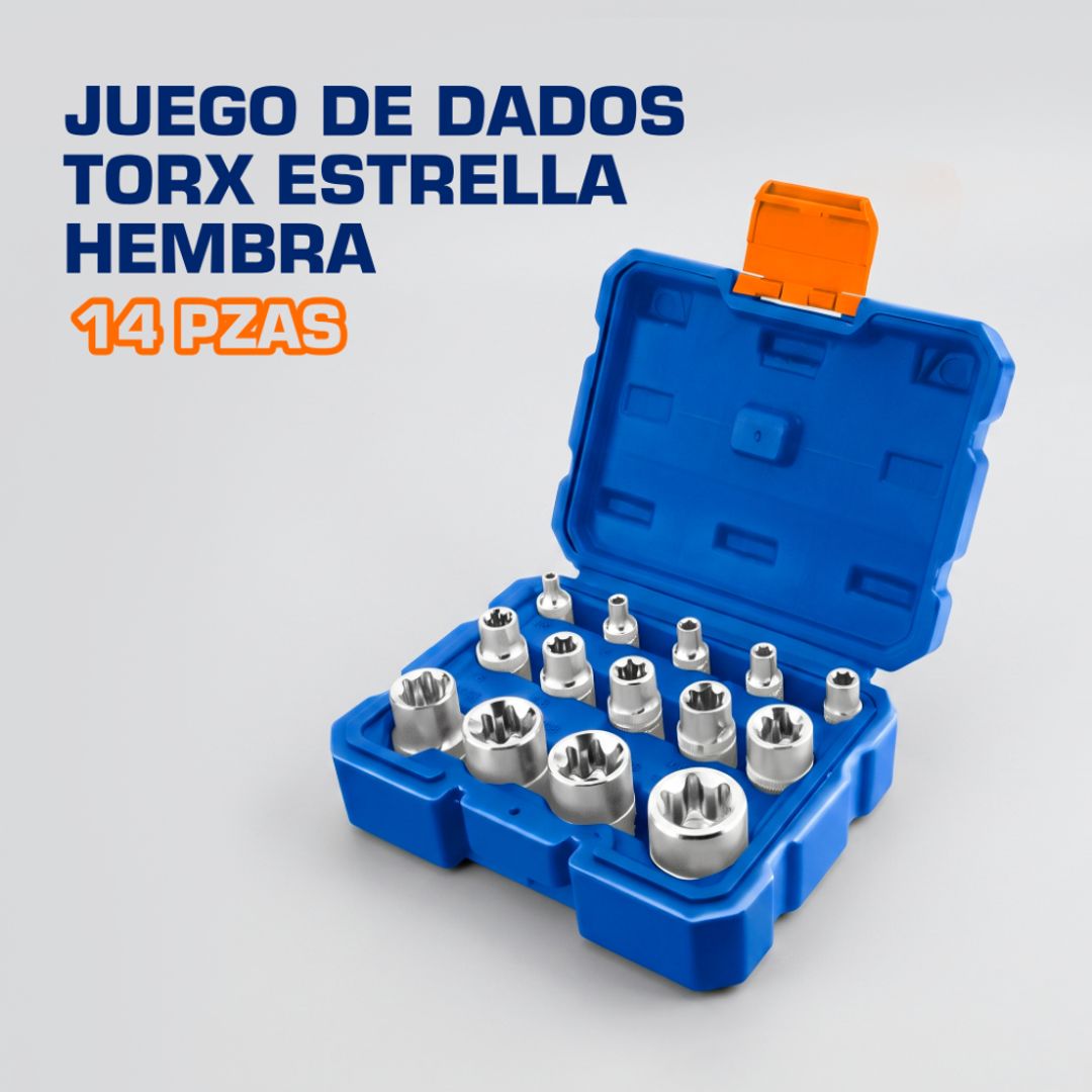 JUEGO DE DADOS TORX ESTRELLA HEMBRA 14 PIEZAS