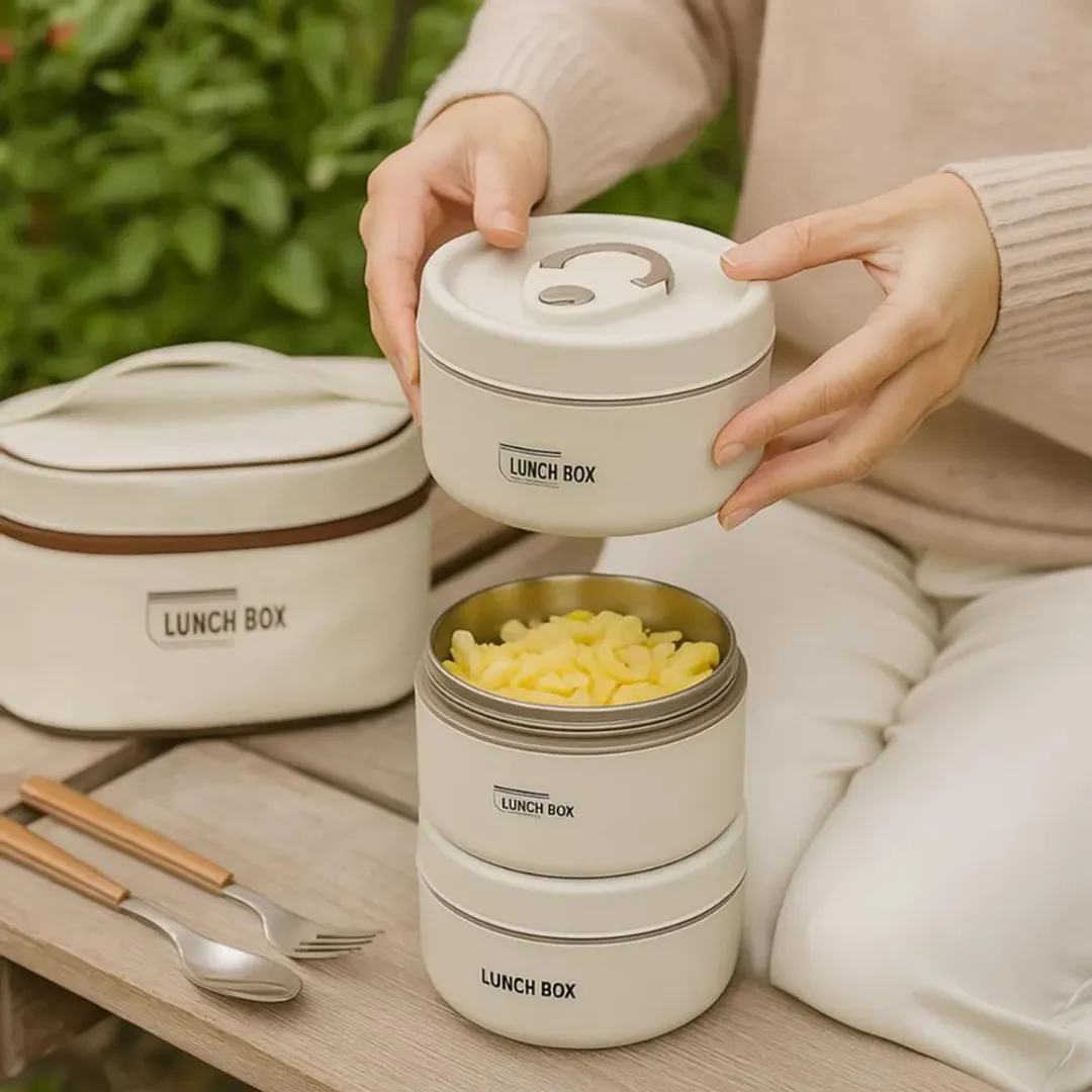 LONCHERA PORTA COMIDA 4 RECIPIENTES LUNCH BOX BAG 