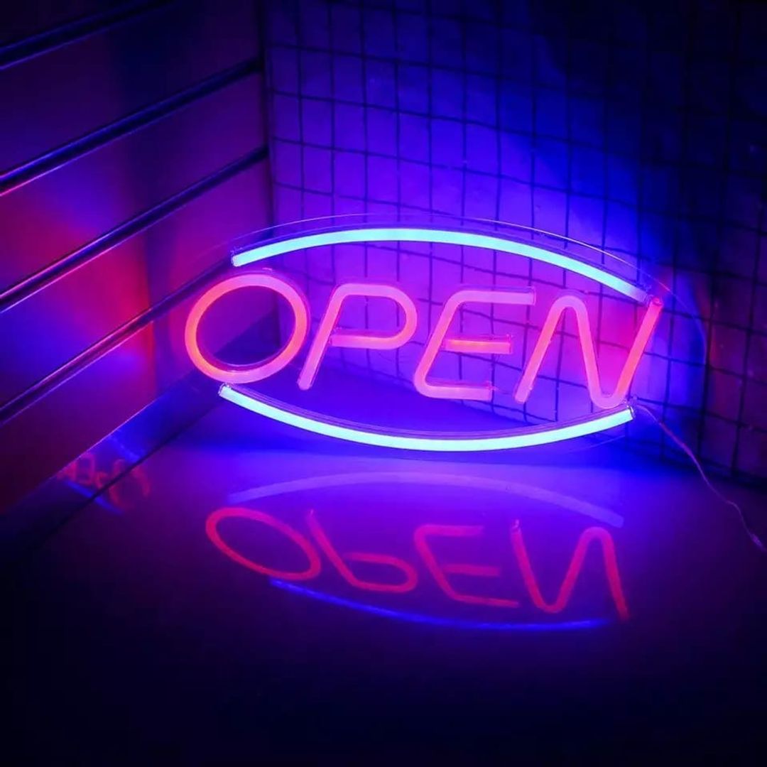 Letrero neón open 