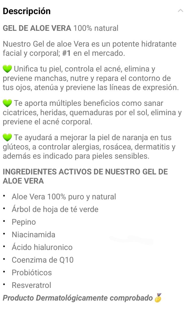 Gel de aloe Vera Penkaloe 