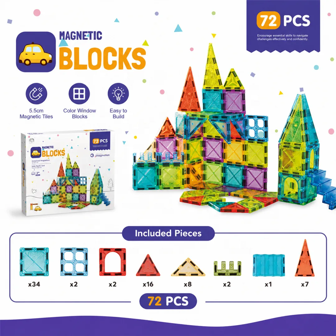 SET DE CONSTRUCCION LEGOS MAGNETICOS BLOCKS 72 PCS