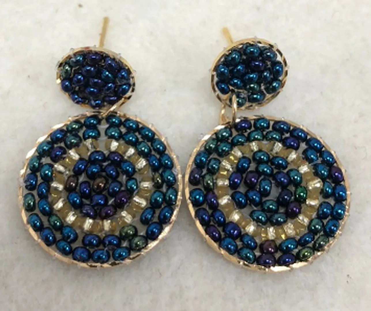 Arete Duo Mini Tejido Mostacilla 